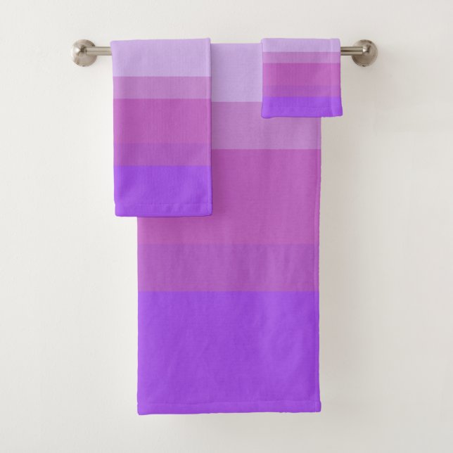 Chic Lila Stripes Magenta Violet Lilac Designer Badhandtuch Set (Insitu)