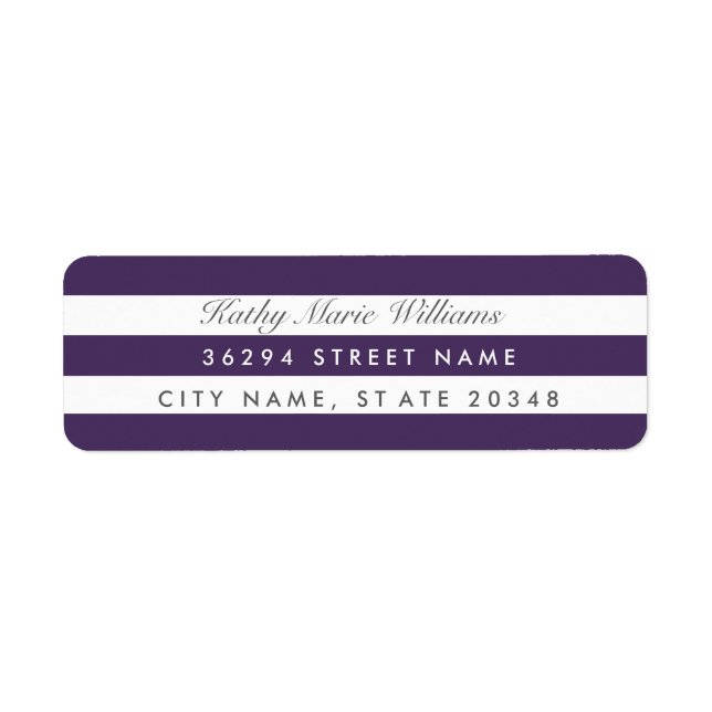 Chic Lila Striping Address Labels (Vorne)