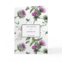Chic Lila Thistle Customizable Bifold Wedding