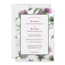 Chic Lila Thistle Floral Anpassbare Hochzeit