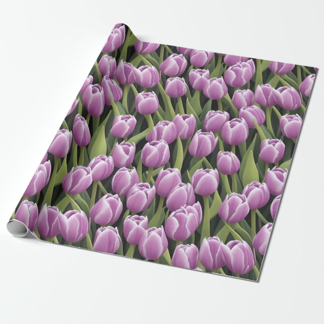 Chic Lila Tulip Grüne Garten Geschenkpapier (Ungerollt)