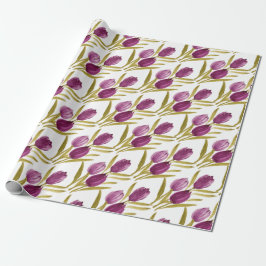 Chic Lila Tulips Wasserfarbe Geschenkpapier
