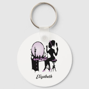 Chic Lila und Black Woman Fashionista Silhouette Schlüsselanhänger