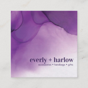 Chic Lila Watercolor Business Card Quadratische Visitenkarte