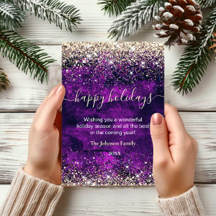Chic lila Weihnachtsjubiläum Karte