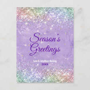 Chic lilac lila Imitate Glitzer Weihnachten neues  Postkarte