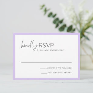 Chic Lilac Moderne Hochzeit RSVP Karte