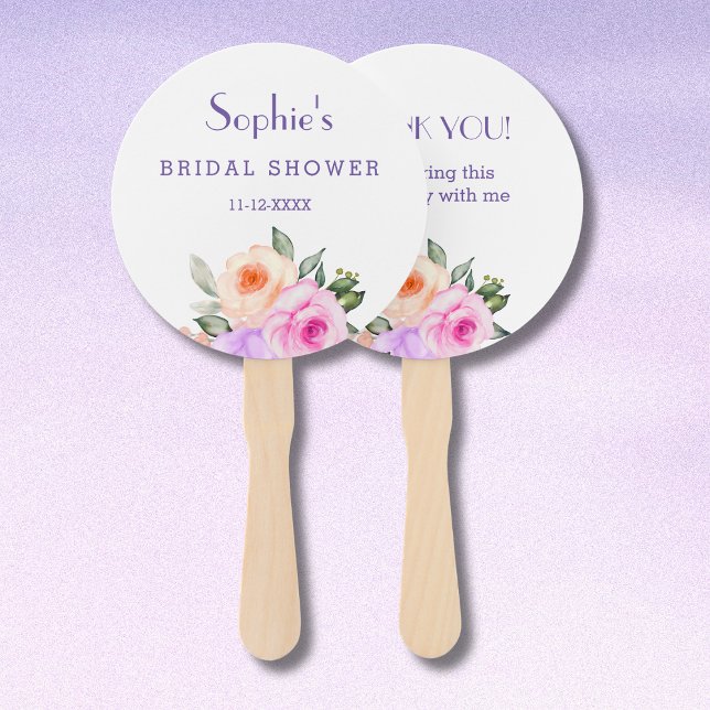 Chic Lilac Pink Roses Brautparty Fächer (Von Creator hochgeladen)