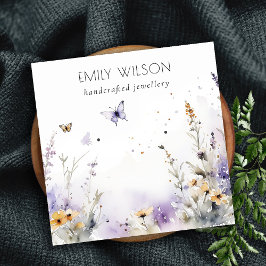 Chic Lilac Wildflower Butterfly Earring Display Quadratische Visitenkarte