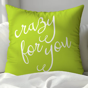 Chic Lime Green und White Crazy für Sie Typografie Kissen