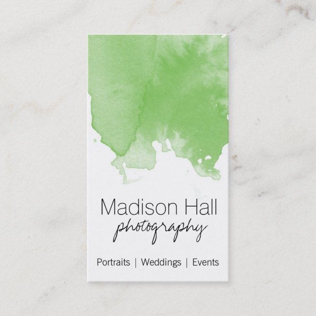 Chic Lime Green Watercolor Business Card Visitenkarte (Vorderseite)