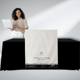 Chic Linen Black Business Logo Event Display Table Wandteppich