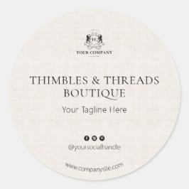 Chic Linen Business Logo Name Marketing  Runder Aufkleber