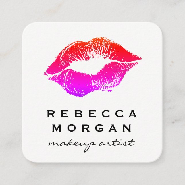 Chic Lipstick Kiss Quadratische Visitenkarte (Vorderseite)