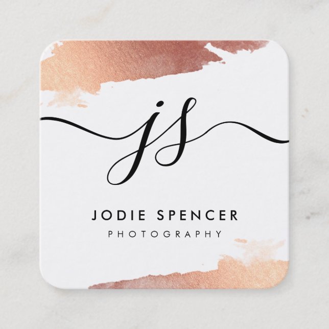 CHIC LOGO elegant hübsche glamouröse Rose Goldfarb Quadratische Visitenkarte (Vorderseite)