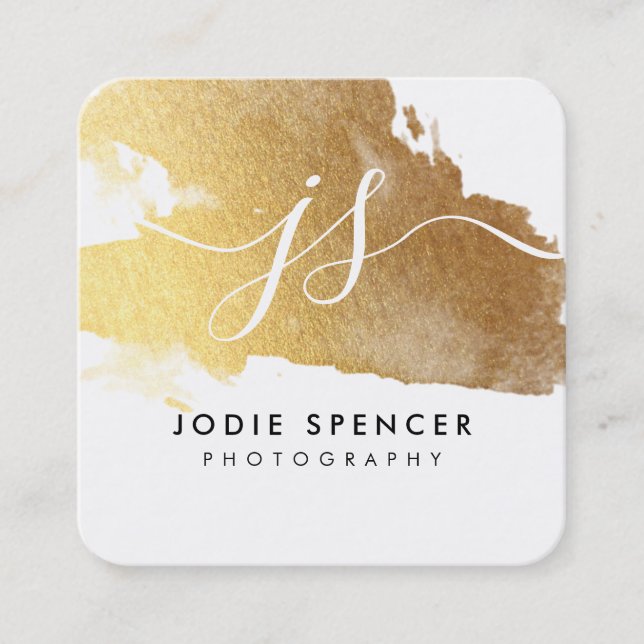 CHIC LOGO elegante hübsche goldene Goldfarbe Quadratische Visitenkarte (Vorderseite)