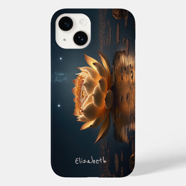 Chic Lotus Blume Dark Case-Mate iPhone 14 Hülle (Rückseite)