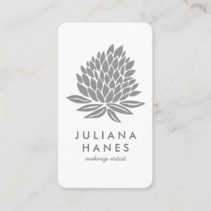 Chic Lotus Blume Minimalistisch Grau und Weiß Visitenkarte