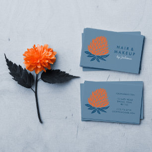Chic Lotus Blume Minimalistisch Orange Blue Visitenkarte