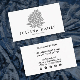 Chic Lotus Blume Minimalistisch Social Media Icons Visitenkarte