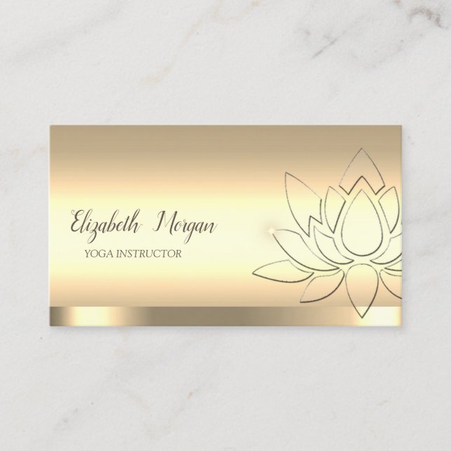 Chic Lotus Blume Yoga Instructor Gold Visitenkarte (Vorderseite)