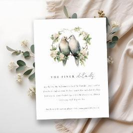 Chic Love Birds Botanischer Kranz Hochzeitsdetails Begleitkarte