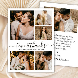 Chic Love und Dankeschön Schrift Foto Collage Hoch Dankeskarte