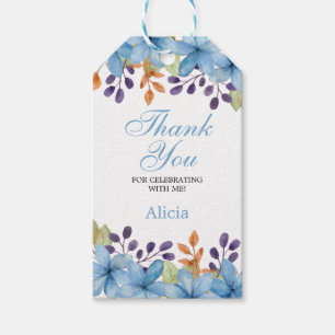 Chic Lovely Blue Flora Geburtstag Vielen Dank Geschenkanhänger