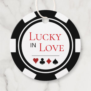 Chic Lucky in der Liebe Schwarz-weißer Poker Chip Geschenkanhänger