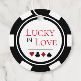 Chic Lucky in der Liebe Schwarz-weißer Poker Chip  Geschenkanhänger