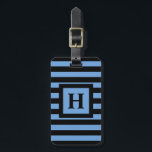 CHIC LUGGAGE/BAG TAG_153 BLAU/SCHWARZE STREIFEN GEPÄCKANHÄNGER<br><div class="desc">135 BLUE/BLACK STRIPES PATTER MIT SQUARE CENTER,  SCHWARZES MONOGRAMM,  BLAU BACK WIEDER MIT SCHWARZEM TEXT/</div>