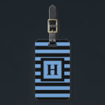 CHIC LUGGAGE/BAG TAG_153 BLAU/SCHWARZE STREIFEN GEPÄCKANHÄNGER<br><div class="desc">135 BLUE/BLACK STRIPES PATTER MIT SQUARE CENTER,  SCHWARZES MONOGRAMM,  BLAU BACK WIEDER MIT SCHWARZEM TEXT/</div>