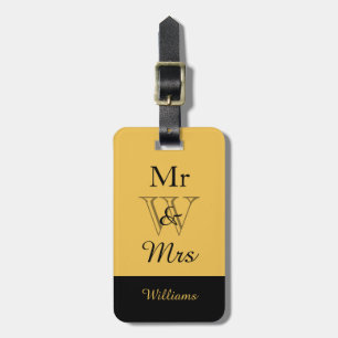 CHIC LUGGAGE TAG_"Mr & Mrs." IN BLACK ON GOLD Gepäckanhänger
