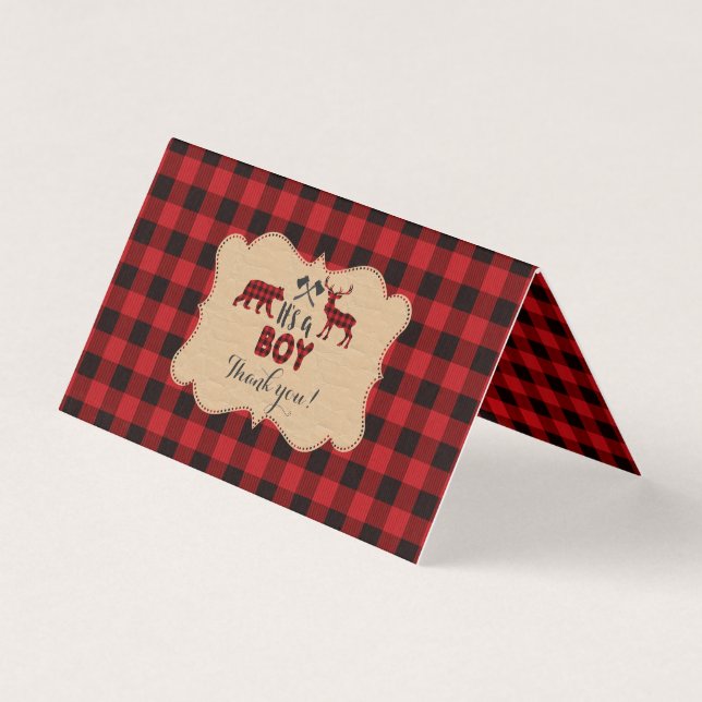 Chic Lumberjack Red Buffalo Baby Dusche Danke (Vorderseite)