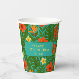 Chic Lush Tropical Floral Luau Geburtstagsparty Pappbecher
