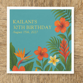 Chic Lush Tropical Floral Luau Geburtstagsparty Serviette