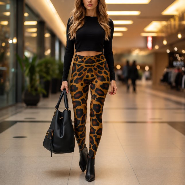 Chic Luxe Leopard Print Mit Monogramm Leggings (Stylish Leopard-Print Leggings )