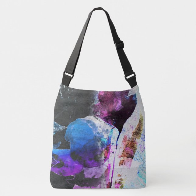Chic Luxury Floral Art Abstrakt Tragetaschen Mit Langen Trägern (Vorderseite)