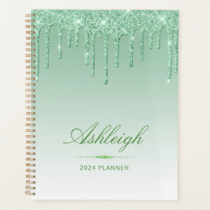 Chic Luxury Glitzer Tropfen Green 2024 Planer
