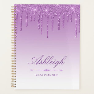 Chic Luxury Glitzer Tropfen Lila 2024 Planer
