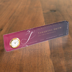 Chic Luxury Gradient Burgund und Gold Mit Monogram Namensplakette