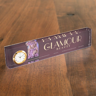 Chic Luxury Imitate Gradient Burgundy und Gold Fot Namensplakette