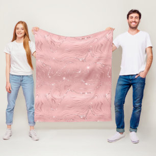 Chic Luxury Pink Silver Glitzer Fleecedecke