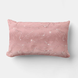 Chic Luxury Pink Silver Glitzer Lendenkissen