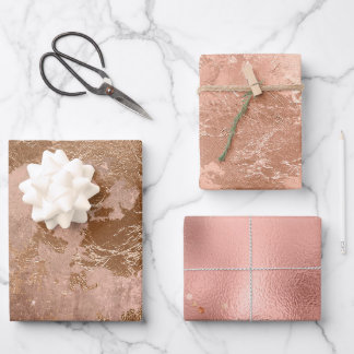 Chic Luxury Rose Gold Glitzer Elegant Rosa Geschenkpapier Set