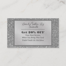 Chic Luxury Silver Foil Glitzer Glamour Salon Rabattkarte