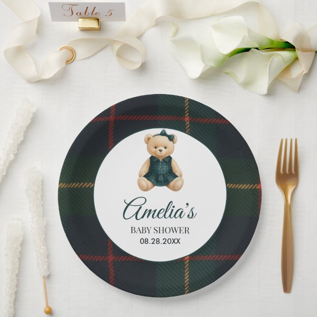 Chic Luxury Teddy Bear Baby Shower  Pappteller (Hochzeit)