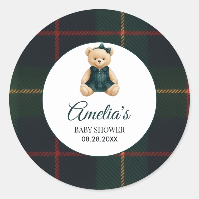 Chic Luxury Teddy Bear Baby Shower  Runder Aufkleber (Vorderseite)