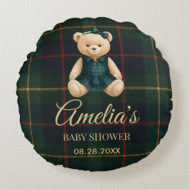 Chic Luxury Teddy Bear Baby Shower  Rundes Kissen