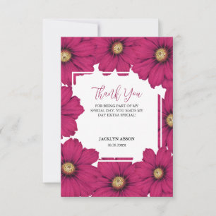 Chic Magenta Cosmos Floral Botanical Vielen Dank Dankeskarte